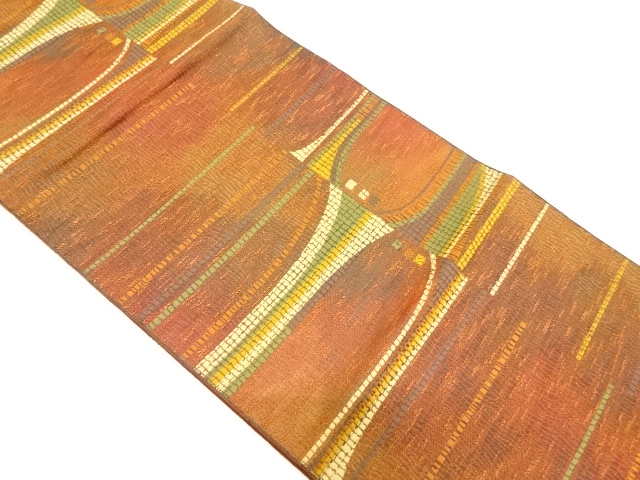 JAPANESE KIMONO / VINTAGE FUKURO OBI / SILK / WOVEN ABSTRACT